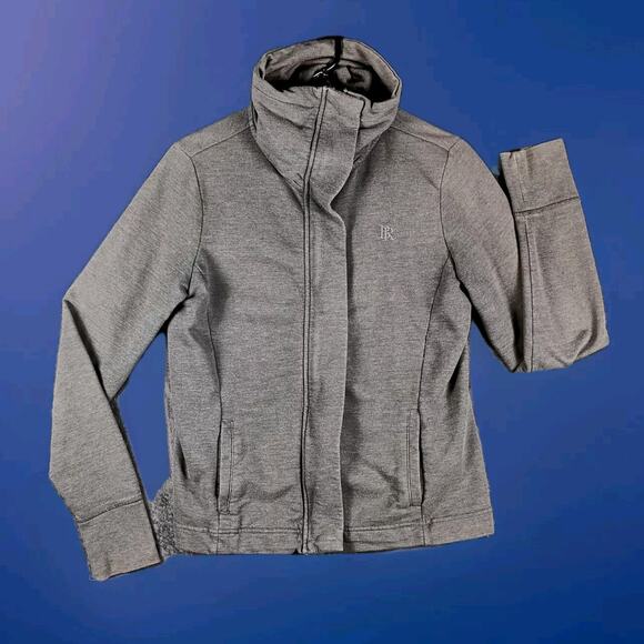 Banana Republic Jacket Women Medium Gray Full Zip Mock Neck Athletic Track - Picture 1 of 9